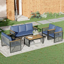 EROMMY 5 Pieces Patio Set Outdoor Furniture Sets Modern Chair Conversation Sets with Coffee Table for Yard and Bistro, Blue-Erommy
